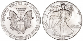 Monedas Extranjeras
Estados Unidos
Dólar. AR. 1987. Liberty, Silver Eagle. 1 onza plata fina. 31.59g. EBC+.