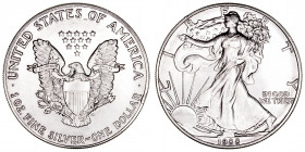 Monedas Extranjeras
Estados Unidos
Dólar. AR. 1988. Liberty, Silver Eagle. 1 onza plata fina. 31.28g. Golpecito en canto. (EBC+).