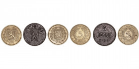 Monedas Extranjeras
Finlandia
Lote de 3 monedas. AE. 5 Pennia 1899 y 5 Markaa 1937 y 1946. KM.-. MBC-.