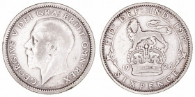 Monedas Extranjeras
Gran Bretaña Jorge V
6 Pence. AR. 1926. 2.67g. KM.828. BC.