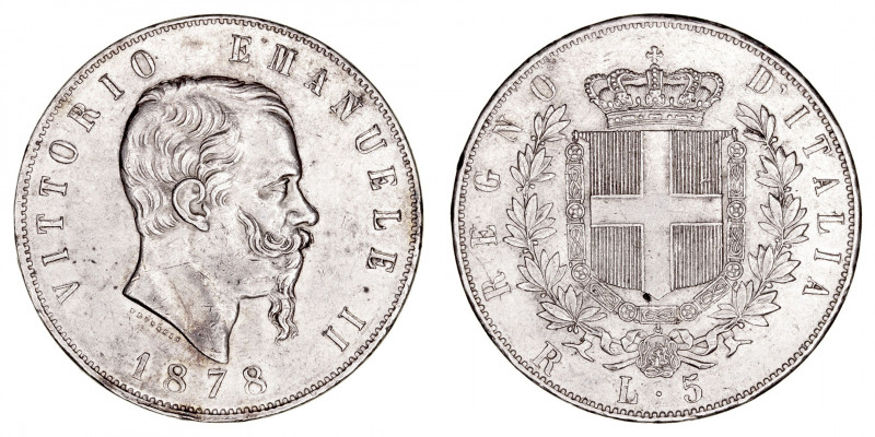 Monedas Extranjeras
Italia Víctor Manuel II
5 Liras. AR. 1878 R. 25.00g. KM.8....