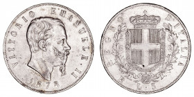 Monedas Extranjeras
Italia Víctor Manuel II
5 Liras. AR. 1878 R. 25.00g. KM.8. Ligeros golpecitos en listel y rayas. (MBC+).