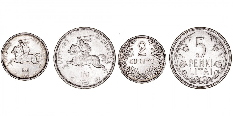 Monedas Extranjeras
Lituania
Lote de 2 monedas. AR. 1925. 2 Litu y 5 Litai. KM...