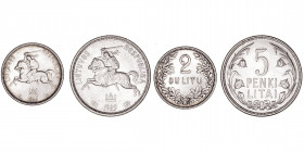 Monedas Extranjeras
Lituania
Lote de 2 monedas. AR. 1925. 2 Litu y 5 Litai. KM.77 y 78. MBC a MBC+.