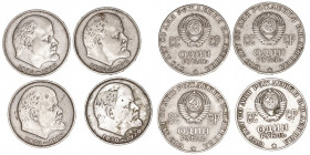 Monedas Extranjeras
Rusia
Rublo. Cuproníquel. 1970. Centenario de Lenin. Lote de 4 monedas. Y.141. (MBC a MBC-).