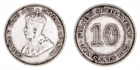 Monedas Extranjeras
Straits Settlements Jorge V
10 Cents. AR. 1927. 2.68g. KM.29b. MBC-.