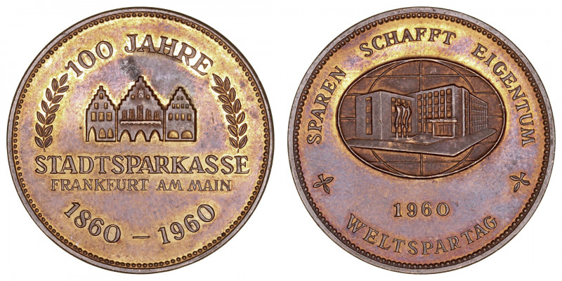 Medallas
Medalla. AE. 1960. Stadtsparkasse Frankfurt am Main 100 Jahre (1860-19...