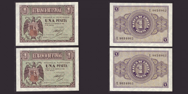 Billetes
Francisco Franco, Banco de España
1 Peseta. Burgos, 28 febrero 1938. ...