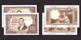 Billetes
Francisco Franco, Banco de España
100 Pesetas. 7 abril 1953. Serie 2W. Pareja correlativa. ED.464c. EBC+.