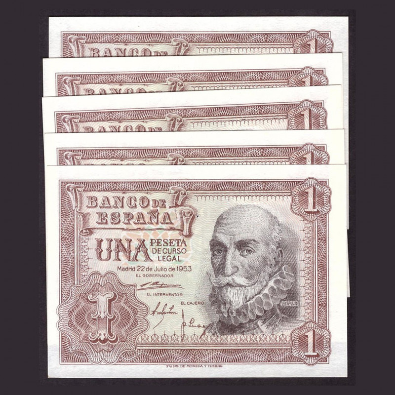 Billetes
Francisco Franco, Banco de España
1 Peseta. 22 julio 1953. Serie R. L...