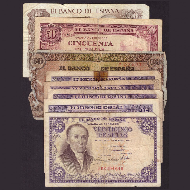 Billetes
Francisco Franco, Banco de España
Lotes de Conjunto
Lote de 8 billet...