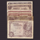 Billetes
Francisco Franco, Banco de España
1 Peseta. Lote de 7 billetes. 1945, 1948, 1951 (2) y 1953 (3). BC a MC.