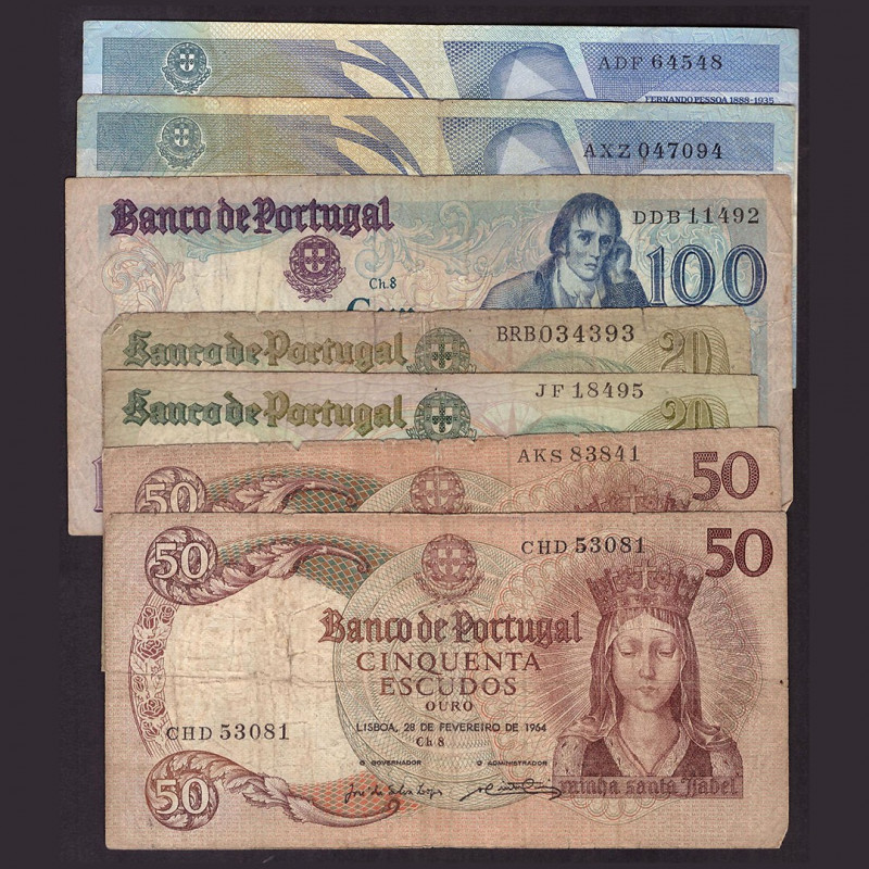 Billetes
Billetes Extranjeros
Portugal. Lote de 7 billetes. 20 Escudos 1978 (2...