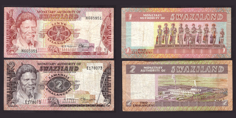 Billetes
Billetes Extranjeros
Suazilandia. Lote de 2 billetes. 1 Lilangeni y 2...