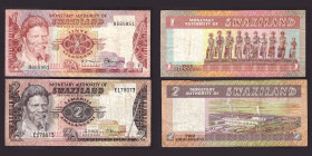 Billetes
Billetes Extranjeros
Suazilandia. Lote de 2 billetes. 1 Lilangeni y 2 Emalangeni. MBC-.