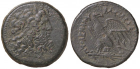 GRECHE - RE TOLEMAICI - Tolomeo IV, Filopatore (221-204 a.C.) - AE 38 - Testa diademata di Zeus Ammone a d. /R Aquila stante a s. retrospicente, su fu...