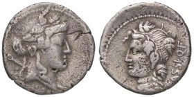 ROMANE REPUBBLICANE - CASSIA - L. Cassius Q. f. Longinus (78 a.C.) - Denario - Testa di Libero o Bacco a d. /R Testa della Libertà a s. B. 6; Cr. 386/...