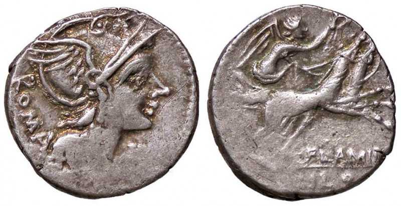 ROMANE REPUBBLICANE - FLAMINIA - L. Flaminius Chilo (109-108 a.C.) - Denario - T...