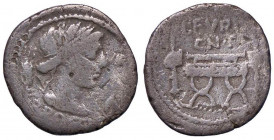 ROMANE REPUBBLICANE - FURIA - L. Furius Cn. F. Brocchus (63 a.C.) - Denario - Testa di Cerere a d.; davanti un chicco d'orzo, dietro una spiga /R Sedi...