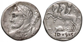 ROMANE REPUBBLICANE - QUINCTIA - Ti. Quinctius (112-111 a.C.) - Denario - Busto laureato di Ercole a s. con clava sulla spalla /R Cavaliere con due ca...