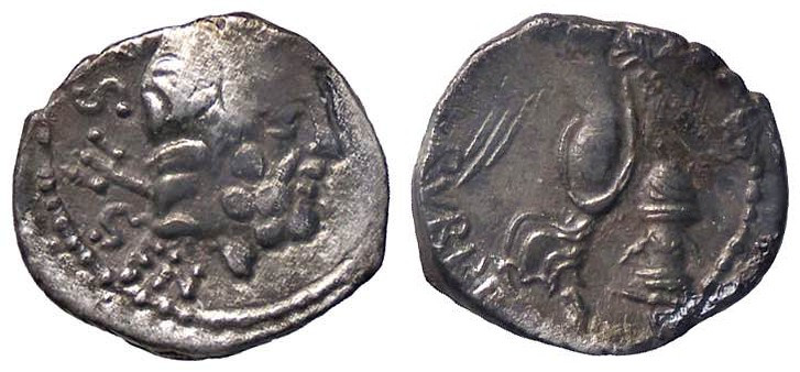 ROMANE REPUBBLICANE - RUBRIA - L. Rubrius Dossenus (87 a.C.) - Quinario - Testa ...