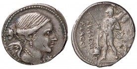 ROMANE REPUBBLICANE - VALERIA - C. Valerius C. f. Flaccus (140 a.C.) - Denario - Busto della Vittoria a d. /R Marte stante a s. con lancia e trofeo; n...
