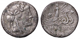 ROMANE REPUBBLICANE - VOLTEIA - M. Volteius M. f. (78 a.C.) - Denario - Testa di Libero a d. /R Cerere su carro verso d. trainato da due serpenti B. 3...