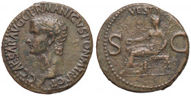ROMANE IMPERIALI - Caligola (37-41) - Asse - Testa a s. /R Vesta seduta a s. con patera e scettro C. 27; RIC 38 (AE g. 10,33)
BB+
