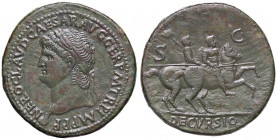 ROMANE IMPERIALI - Nerone (54-68) - Sesterzio - Testa laureata a s. /R Nerone con lancia su cavallo al galoppo a d. seguito da un soldato con uno sten...