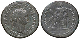 ROMANE IMPERIALI - Domiziano (81-96) - Sesterzio - Busto laureato a d. /R L'Abbondanza seduta a s. C. 18 (AE g. 20,08) Ritocchi diffusi
qBB