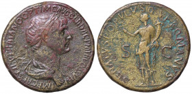 ROMANE IMPERIALI - Traiano (98-117) - Sesterzio - Busto laureato e drappeggiato a d. /R La Pace stante a s. con caduceo e cornucopia C. 352 (AE g. 24,...