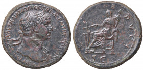 ROMANE IMPERIALI - Traiano (98-117) - Sesterzio - Busto laureato e drappeggiato a d. /R La Fortuna seduta a s. con timone e cornucopia (AE g. 25,68) R...