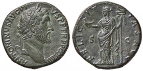 ROMANE IMPERIALI - Antonino Pio (138-161) - Sesterzio - Testa laureata a d. /R La Felicità stante a s. con caduceo e capricorno C. 363 (AE g. 26,34) R...