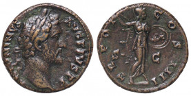 ROMANE IMPERIALI - Antonino Pio (138-161) - Asse - Testa laureata a d. /R Pallade stante a d. con lancia e scudo C. 932 (AE g. 10,13)
qSPL/SPL