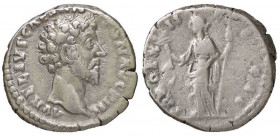 ROMANE IMPERIALI - Marco Aurelio (161-180) - Denario - Testa laureata a d. /R La Felicità stante a s. con caduceo e cornucopia C. 937; RIC 475 (AG g. ...