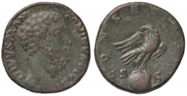 ROMANE IMPERIALI - Marco Aurelio (161-180) - Sesterzio - Testa a d. /R Aquila su globo a d. retrospiciente C. 89 (AE g. 20,79)
BB