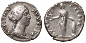 ROMANE IMPERIALI - Faustina II (moglie di M. Aurelio) - Denario - Busto drappeggiato a d. /R Venere stante a s. con una Vittoria nella mano d. e la ma...