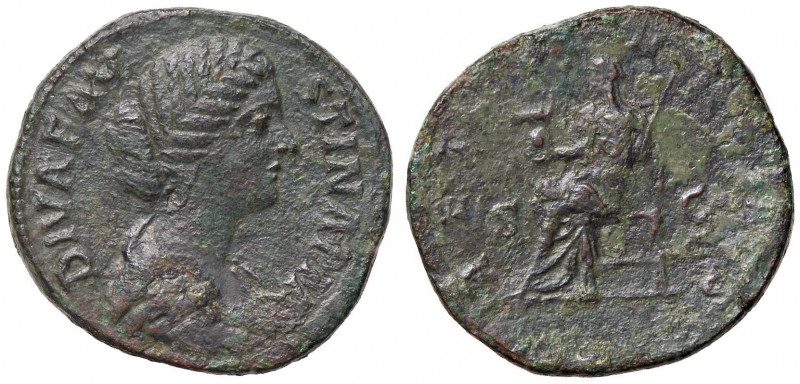ROMANE IMPERIALI - Faustina II (moglie di M. Aurelio) - Sesterzio - Busto drappe...