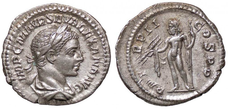 ROMANE IMPERIALI - Alessandro Severo (222-235) - Denario - Busto laureato e drap...