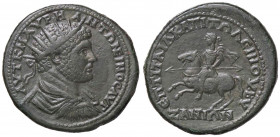 ROMANE PROVINCIALI - Caracalla (198-217) - AE 36 (Tracia - Byzanzio) - Busto radiato e corazzato a d. /R Caracalla a cavallo con lancia a s. Varb. 180...