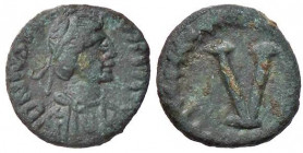 BIZANTINE - Giustino II (565-578) - Pentanummo - Busto diademato a d. /R Grande V nel campo Sear 405 (AE g. 1,34)
qSPL