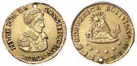 ESTERE - BOLIVIA - Repubblica (1825) - Mezzo Escudo 1839 LM Kr. 100 (AU g. 1,7) Foro
BB