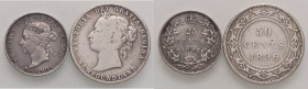 ESTERE - CANADA - Vittoria (1837-1901) - 25 Cents 1892 Kr. 5 AG Assieme a 50 cents 1896 - Lotto di 2 monete
MB÷BB