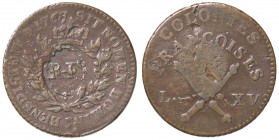 ESTERE - COLONIE FRANCESI - Luigi XV (1715-1774) - 12 Deniers 1767 A Kr. 6 R BR Contromarca
qBB