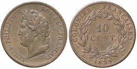 ESTERE - COLONIE FRANCESI - Luigi Filippo I (1830-1848) - 10 Centimes 1839 A Kr. 13 CU
BB-SPL