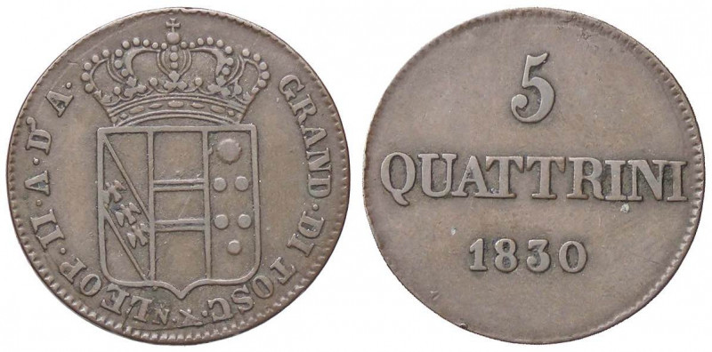 ZECCHE ITALIANE - FIRENZE - Leopoldo II di Lorena (1824-1859) - 5 Quattrini 1830...