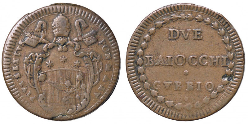ZECCHE ITALIANE - GUBBIO - Pio VI (1775-1799) - 2 Baiocchi A. XV CNI 1; Munt. 35...