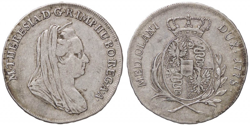 ZECCHE ITALIANE - MILANO - Maria Teresa d'Asburgo (1740-1780) - Mezzo scudo 1778...