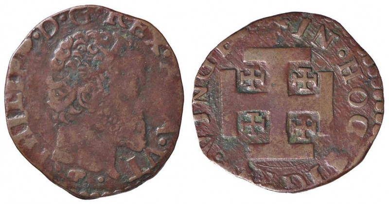 ZECCHE ITALIANE - NAPOLI - Filippo II (1554-1598) - 3 Cavalli MIR 194 (AE g. 3,1...