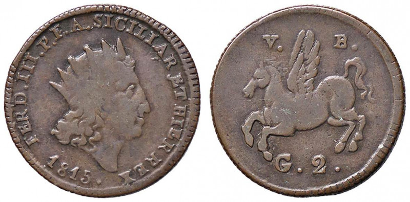 ZECCHE ITALIANE - PALERMO - Ferdinando III di Borbone (1759-1816) - 2 Grani 1815...